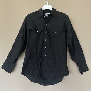 Rare Vintage Rockmount Ranch Long Sleeve Pearl Snap Button Shirt Men S Black